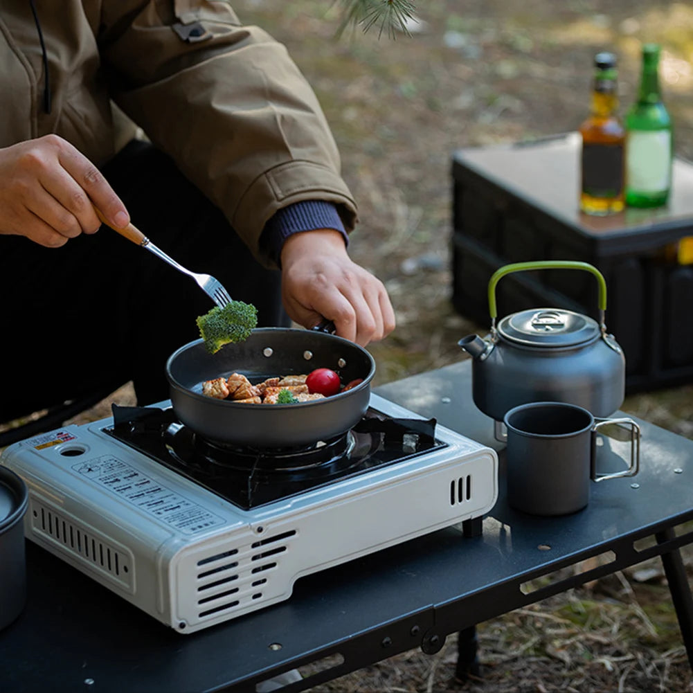 3PCS Camping Cookware Set; Pot, Pan, Kettle Set. Portable Cooker Set with Mesh Bag for Camping Backpacking Outdoor Picnic