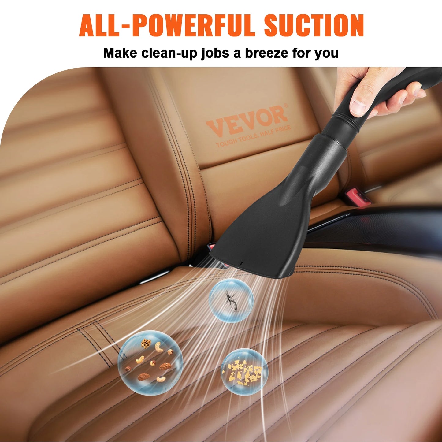 Wet Dry Vac 2.6 Gallon 2.5 Peak HP 3 in 1 Portable Shop Vacuum with Blowing Function,  Attachment Storage