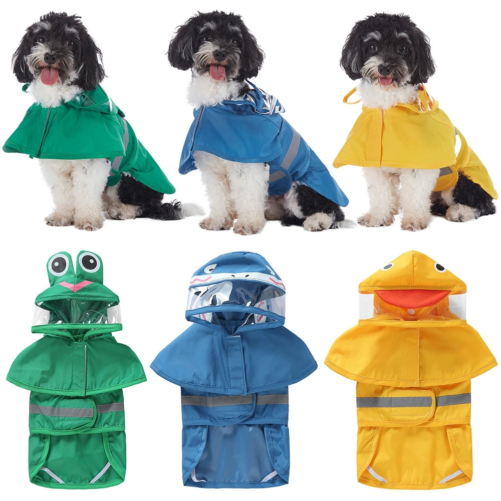 Fashionable Reflective Dog Raincoat, Cute Hooded Waterproof Jacket