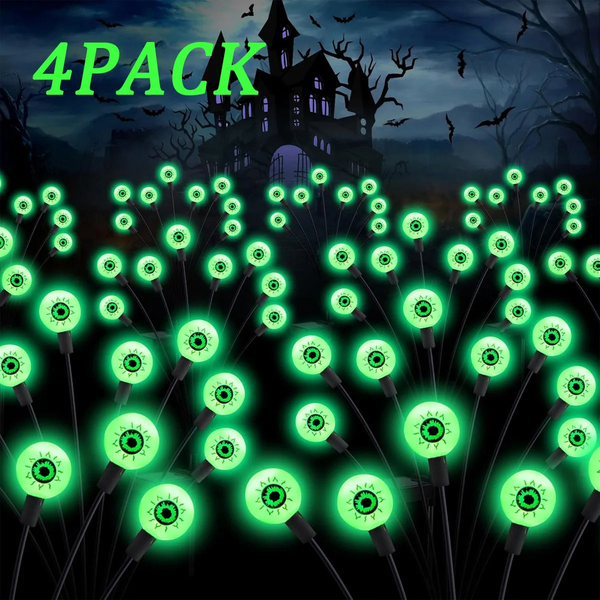 2/4/6 Pcs Solar Powered Eyeball Lights, Fluorescent Halloween Outdoor Decor for Scary Yard Atmosphere
