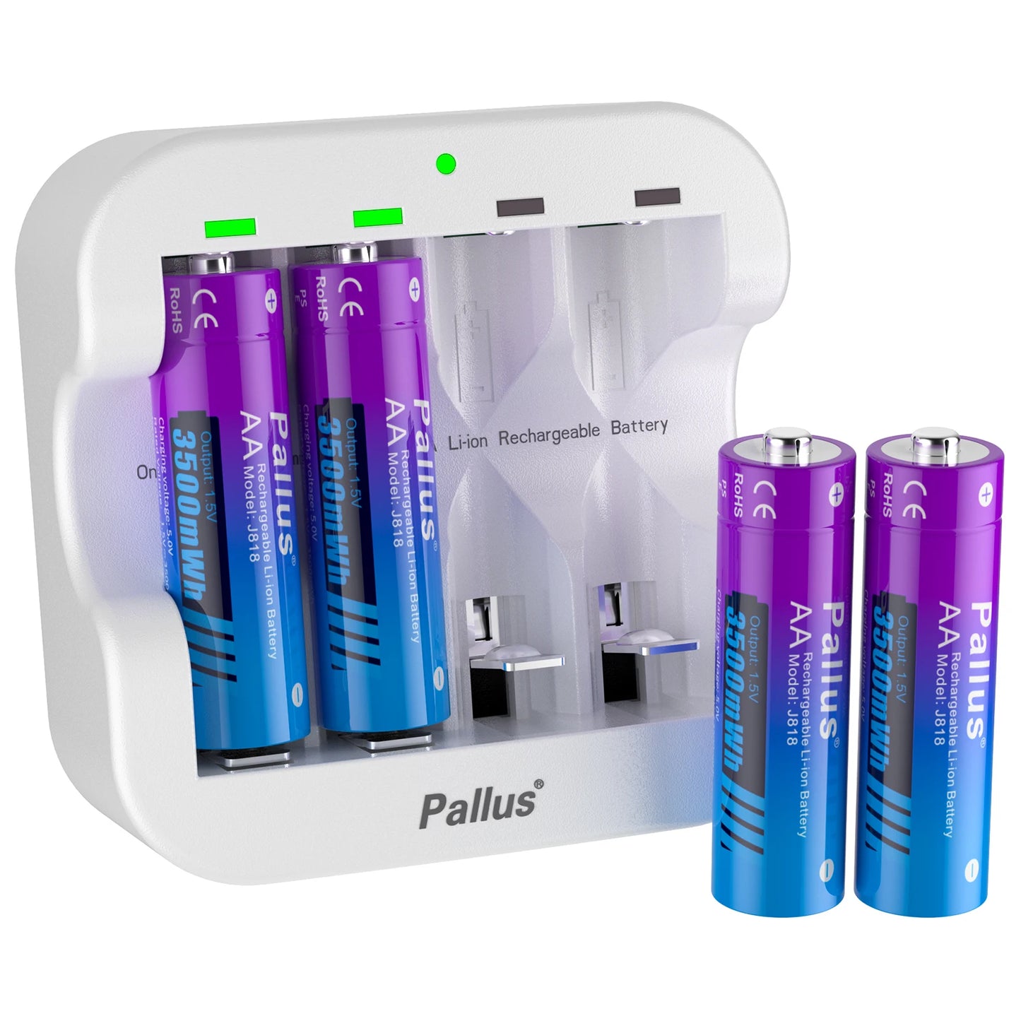1.5V AA Lithium 3500mWh Li-ion Rechargeable Batteries with LCD Smart Battery Charger for AA AAA