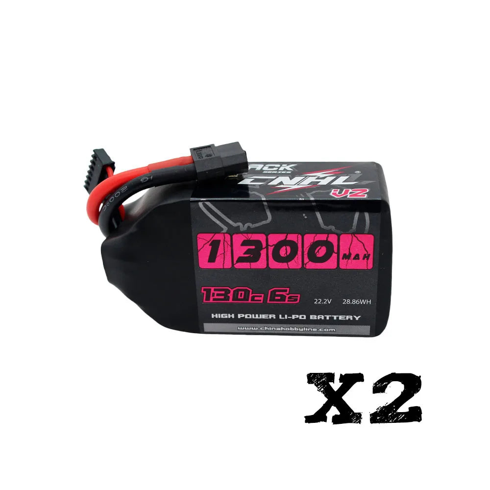 2 Packs 1300mAh 22.2V 6S Lipo Battery with XT60 Plug