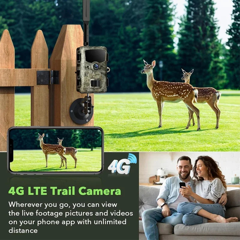 4G Hunting Trail Camera 1080P 24MP Game Camera with Night Vision Waterproof  Camera for Wildlife Monitoring