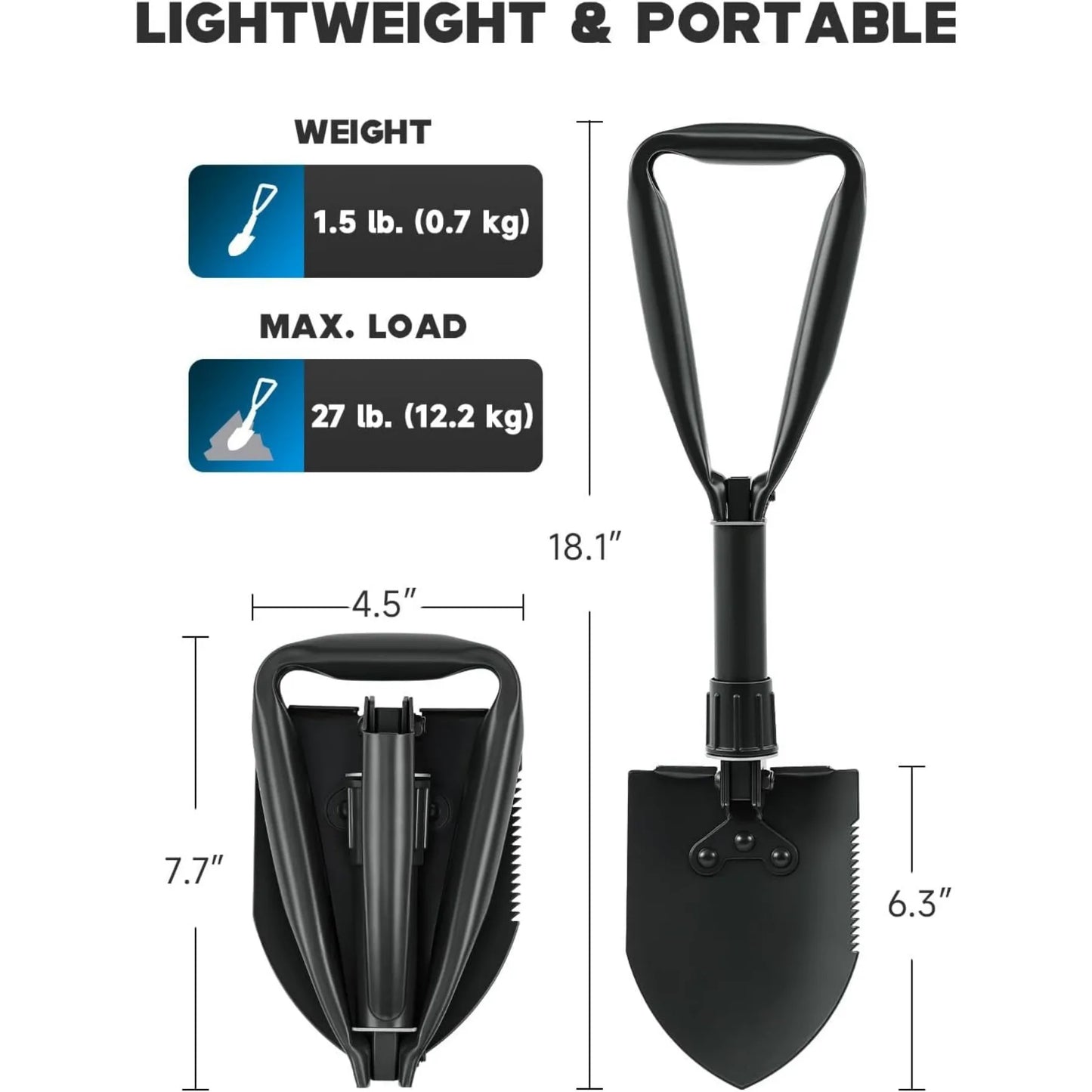 Mini Folding Shovel High Carbon Steel, Portable Lightweight Outdoor Tactical Survival, Foldable Entrenching Tool