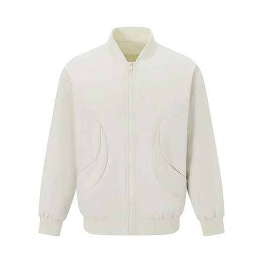 Men s Long Sleeve Jacket Solid Color Zip Up Stand Collar Casual Lightweight Coat