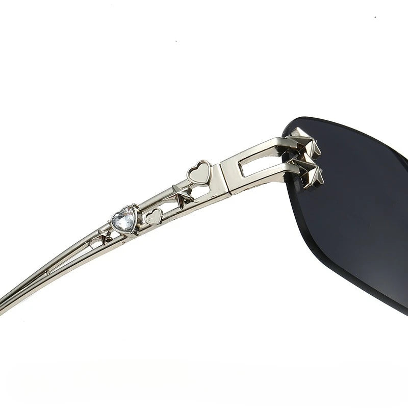 Fashion Rimless Square Sunglasses for Women. Luxury Brand Designer Sun Glasses, UV400