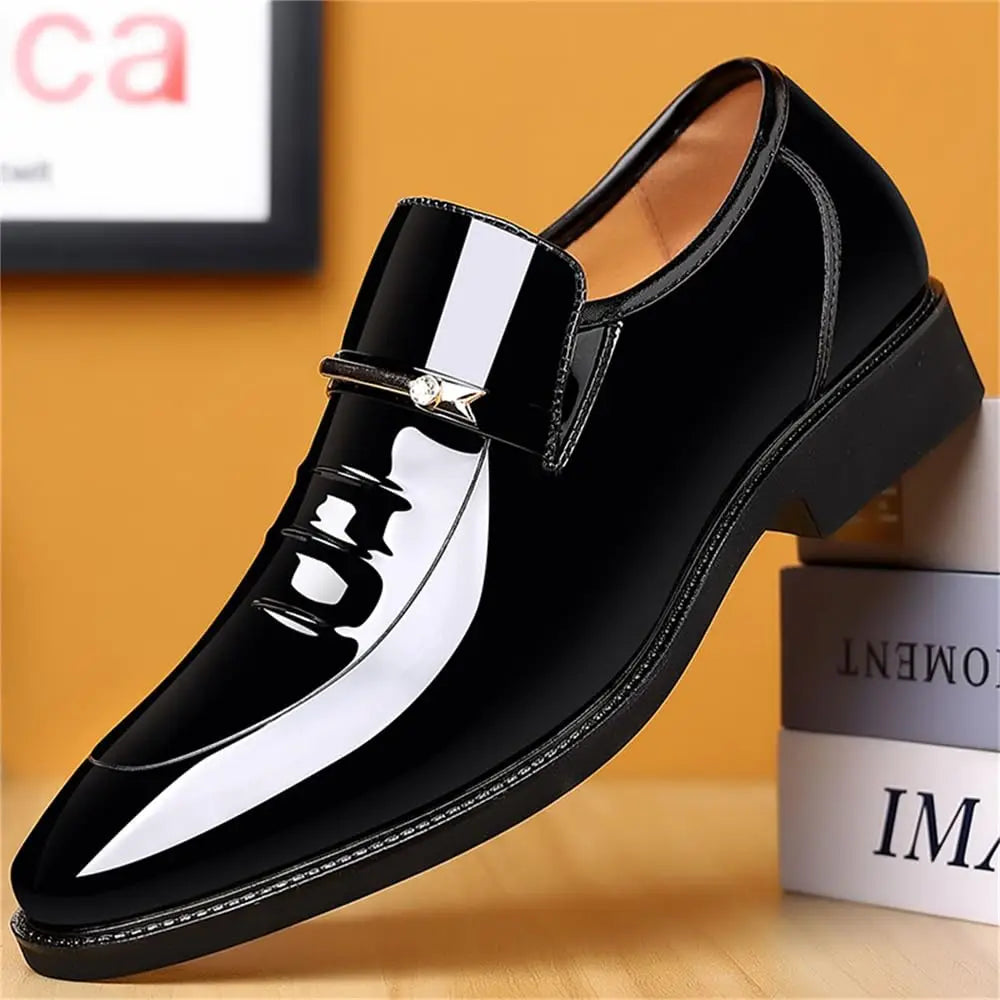 Mens Dress Shoes Formal Business Oxford High Gloss Patent Slip On Loafers
