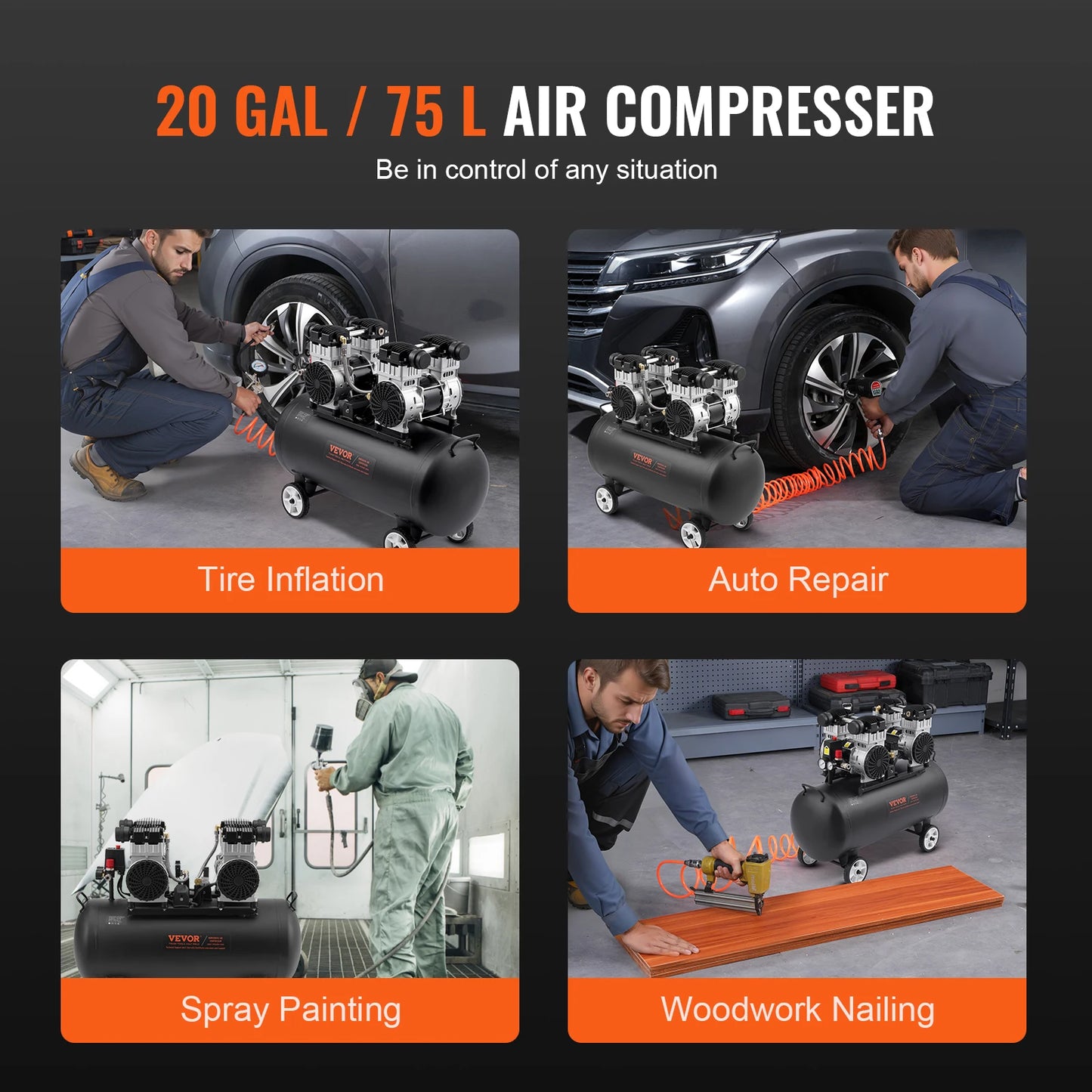 750W/1450W/3000W Oil Free Air Compressor, Portable Compressor
