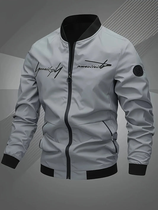 Men's embroidered bomber jacket - stylish design, versatile casual style