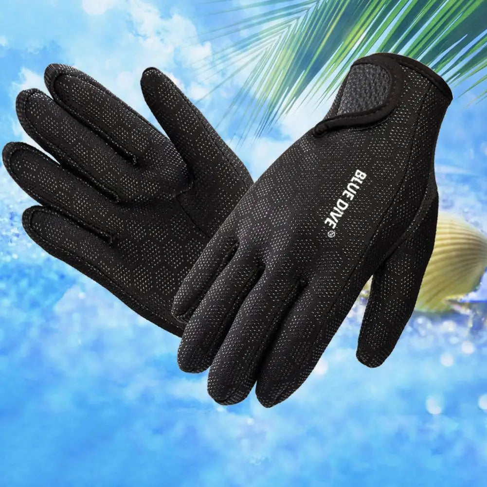 1.5mm Five Finger Warm Wetsuit Winter Gloves, Anti Slip Gloves for Water Sports