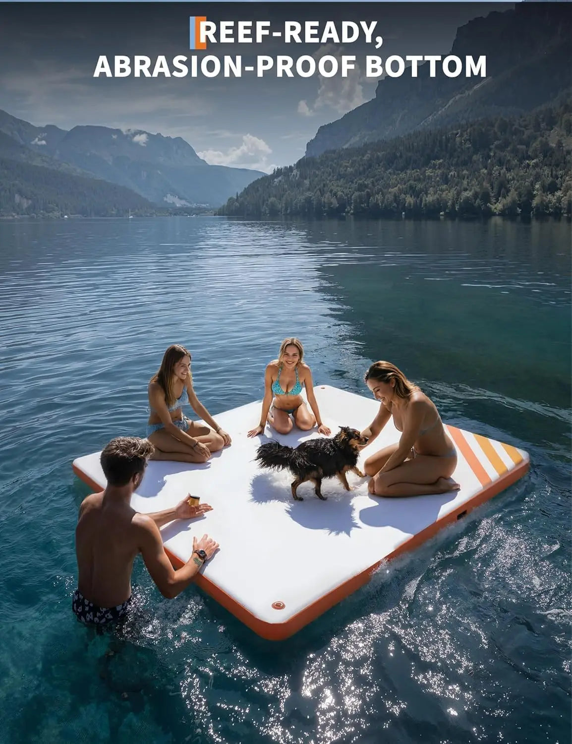 Inflatable Floating Dock, Swim Platform Floating Dock for Lake, Beach, Pond