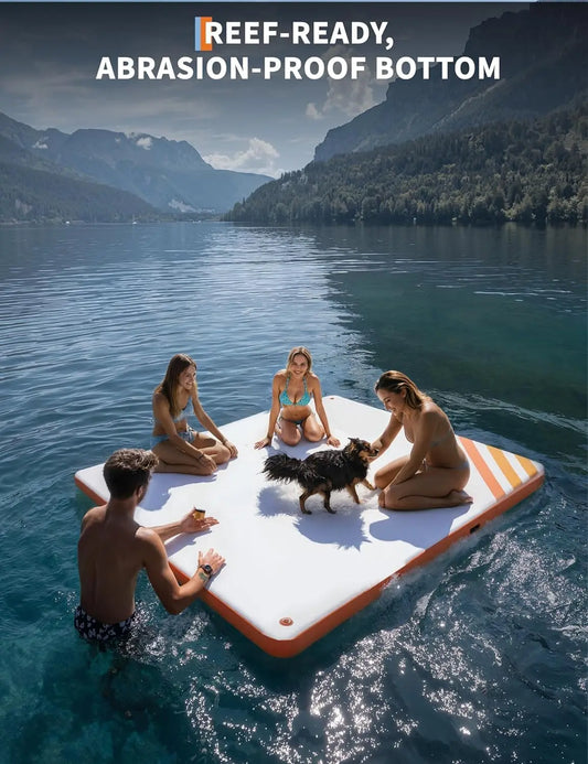 Inflatable Floating Dock, Swim Platform Floating Dock for Lake, Beach, Pond