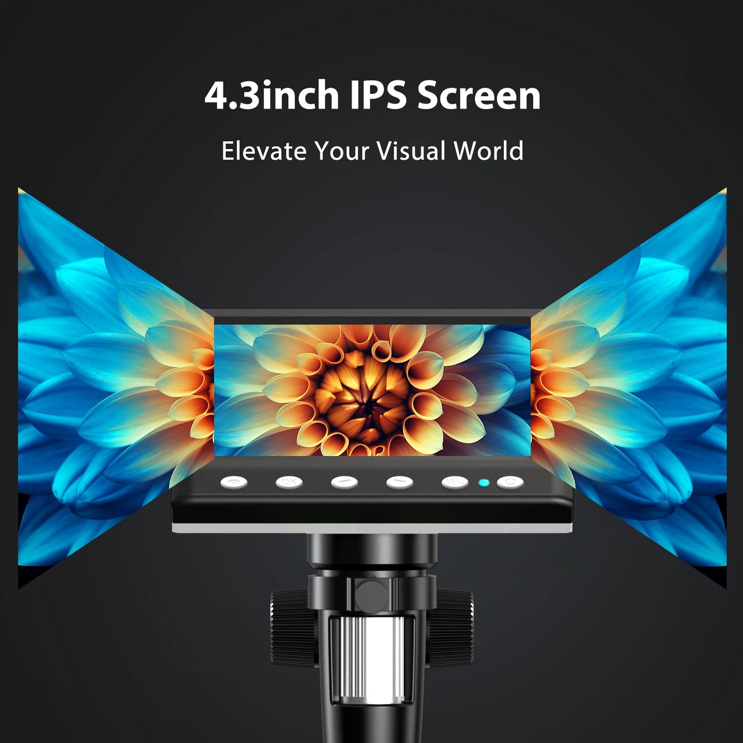 4.3'' Digital Microscope, 1080P Video Microscope for Soldering, Hobby With 8 LEDs , PC View