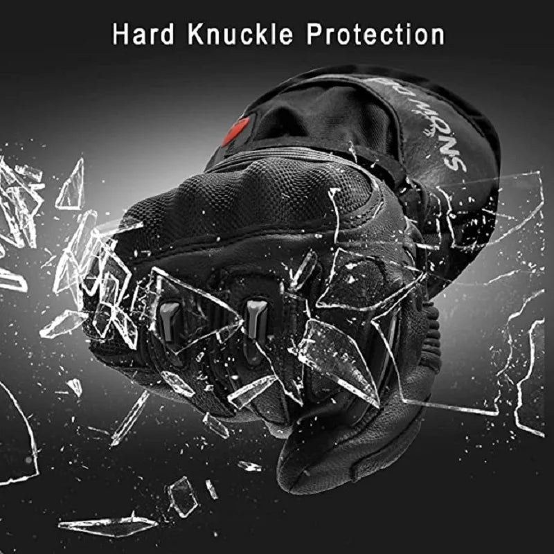 Waterproof Motorcycle Gloves Heated Leather with Rechargeable Battery