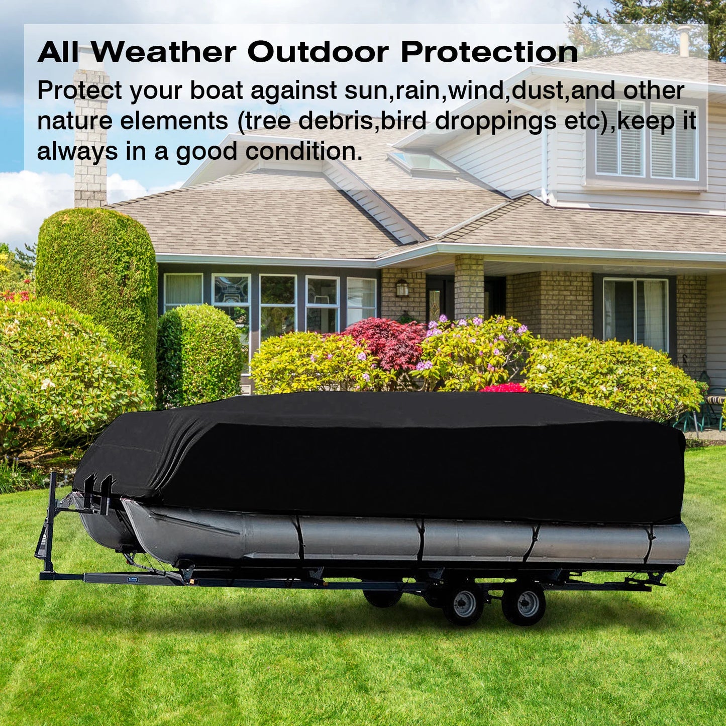 17-24ft Universal Heavy Duty Pontoon Boat Covers 210D Waterproof, Dustproof, Pontoon Boat Cover Coat Protect Rain UV