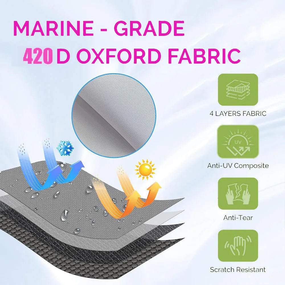Boat Cover, Heavy Duty 420D Silver-coated Oxford Cloth Trailerable Boat Covers,Waterproof & Sun-proof,For Fish Boat,V-Hull Boat