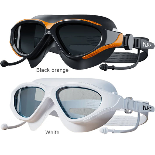 Big Frame Swim Glasses Anti-Fog Professional HD Swim Glasses Adjustable Swim Sports Eyewear for Swimmers
