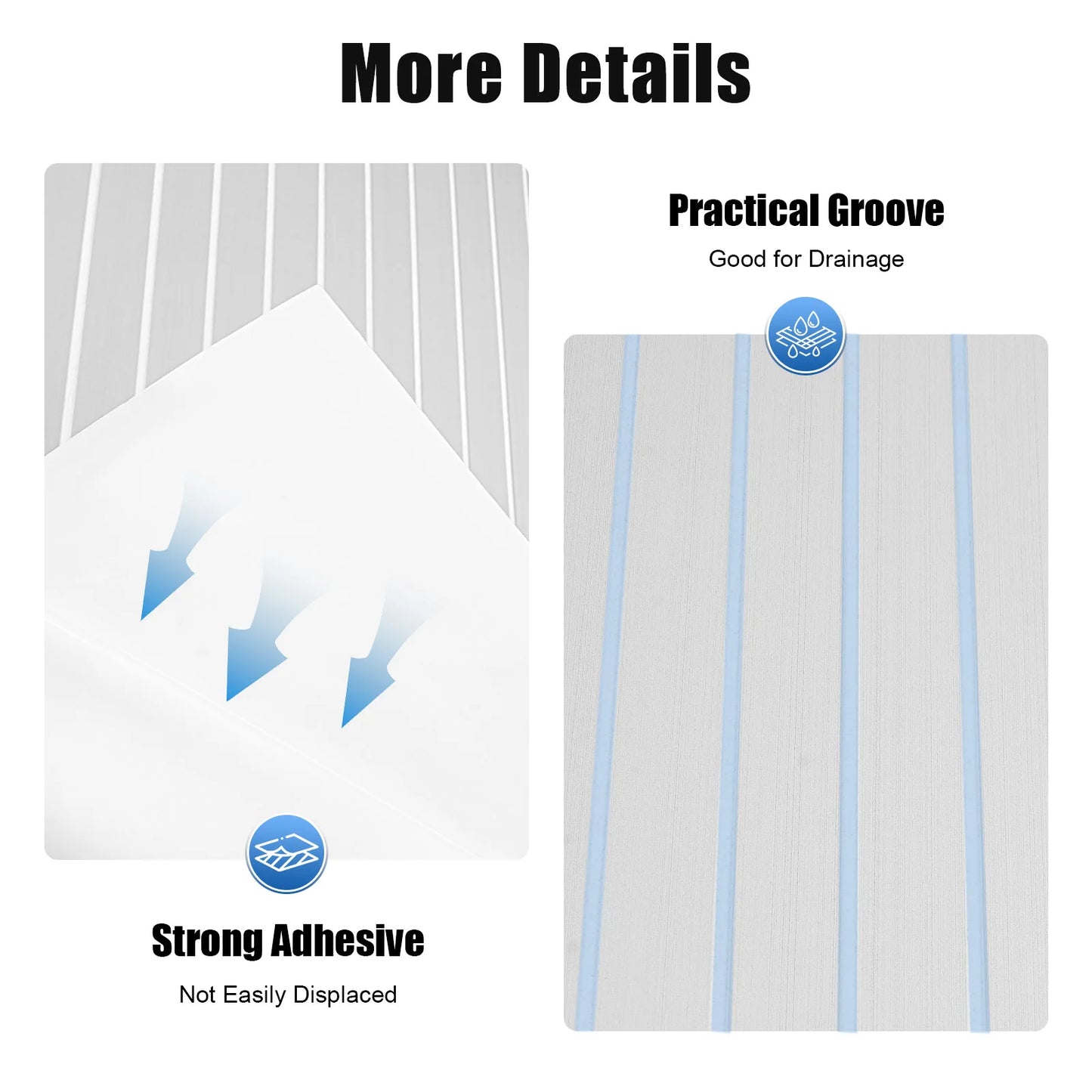 94.5" x 35"  EVA RV Non-Slip Mat For Boat Floor, Light Gray, White