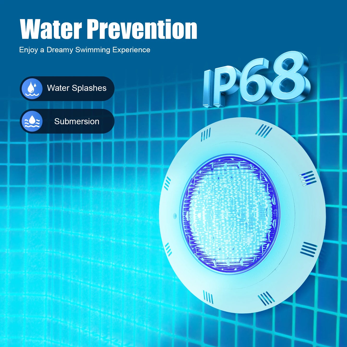 Swimming Pool Light, 12V Underwater Light with Remote Control, IP68 Waterproof 7 Color LED Fountain Lighting, 36W