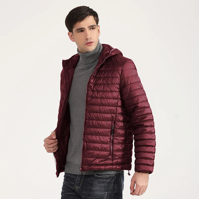 Lightweight Puffer Down Jackets for Men, Warm Parka, Windproof