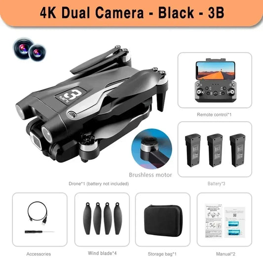4K Professional WIFI FPV Drone, Obstacle Avoidance Brushless Four-Axis Folding RC Quadcopter