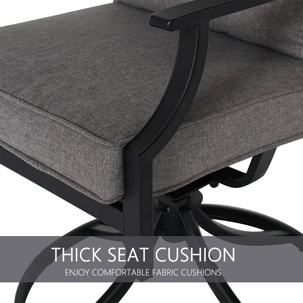 E-Coated 2 Swivel Chairs Outdoor Furniture with Olefin Cushions