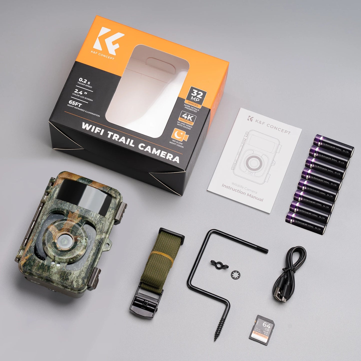 4K Wi Fi Trail Camera, 48MP Game Camera with 0.2s Trigger, 120° Detection Starlight Night Vision. Waterproof Camera