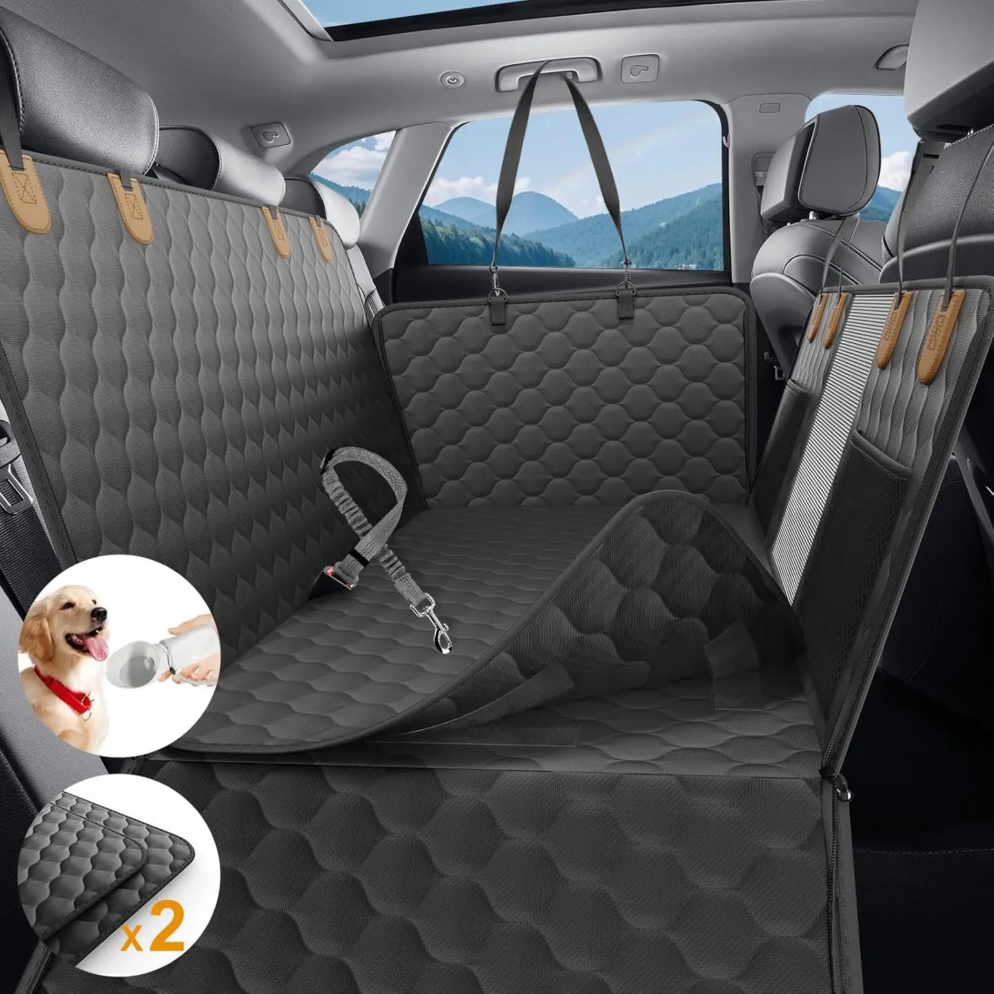 Waterproof Pet Travel Accessories, Foldable Dog Car Hammock, Trunk Mat. Rear Back Seat Protector