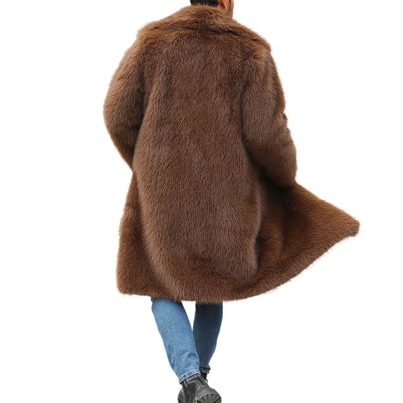 Men or Women Faux Fur Hooded Parka Coat Stylish Solid Color Zipper Front Warm Long Sleeve Winter Jacket for Outdoor Wear