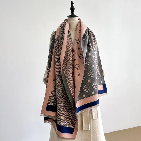 Winter Warm Faux Cashmere Scarf - Thick Luxury Shawl Wrap, Perfect as Travel Poncho Blanket