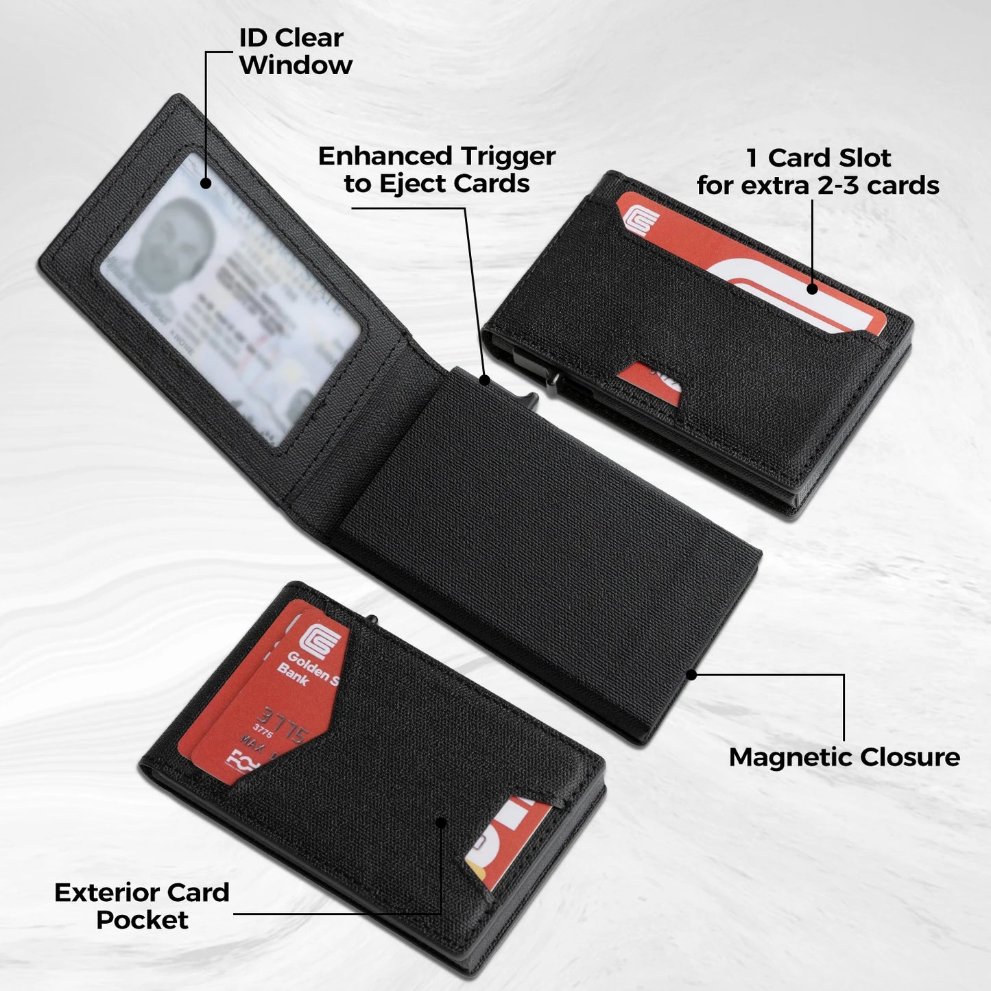 Slim Cardholder for Men, Premium Fabric Wallet with Card Ejector, RFID Blocking Front Pocket Stylish Design