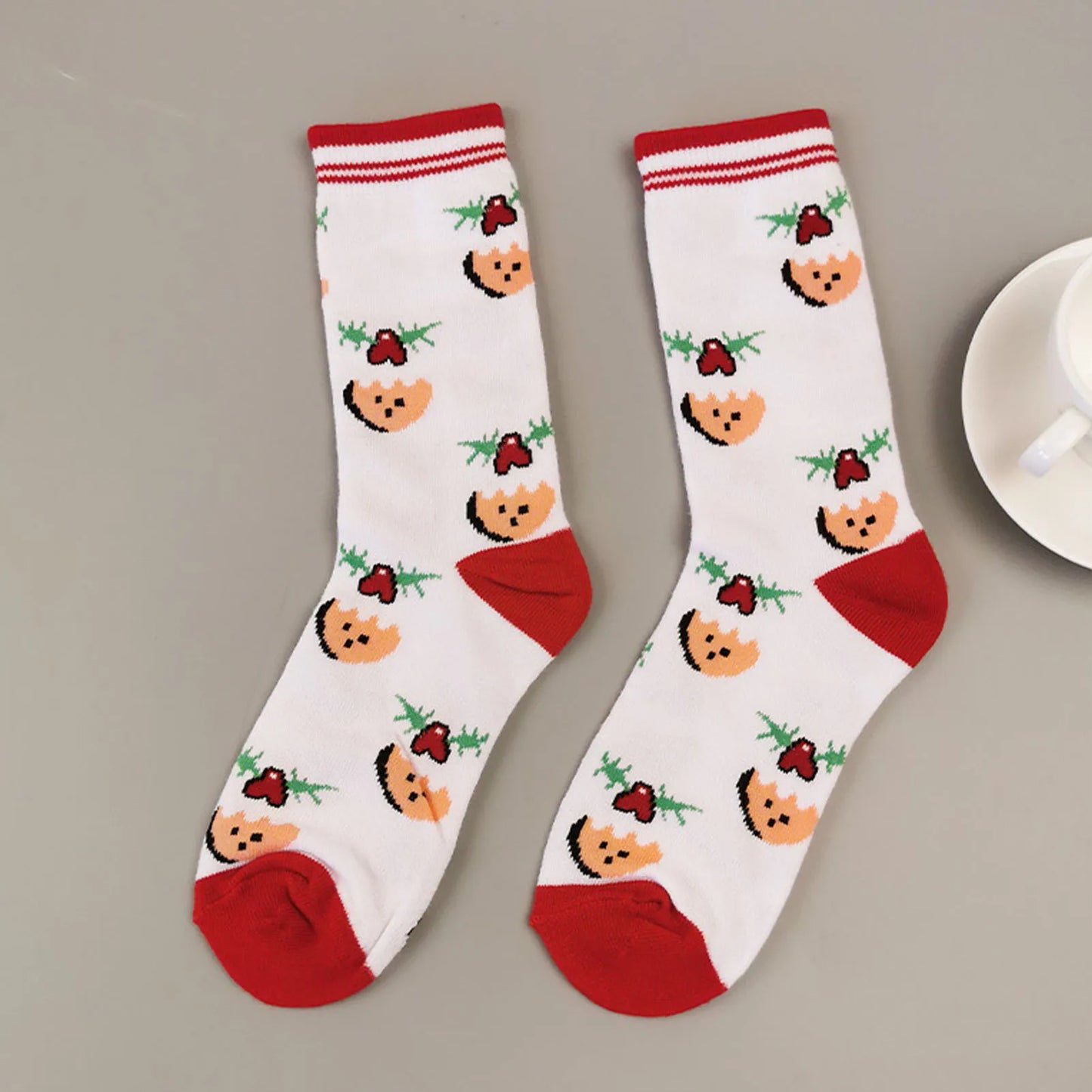 6 Pairs Christmas Socks Colorful Printed Pattern Holiday Socks