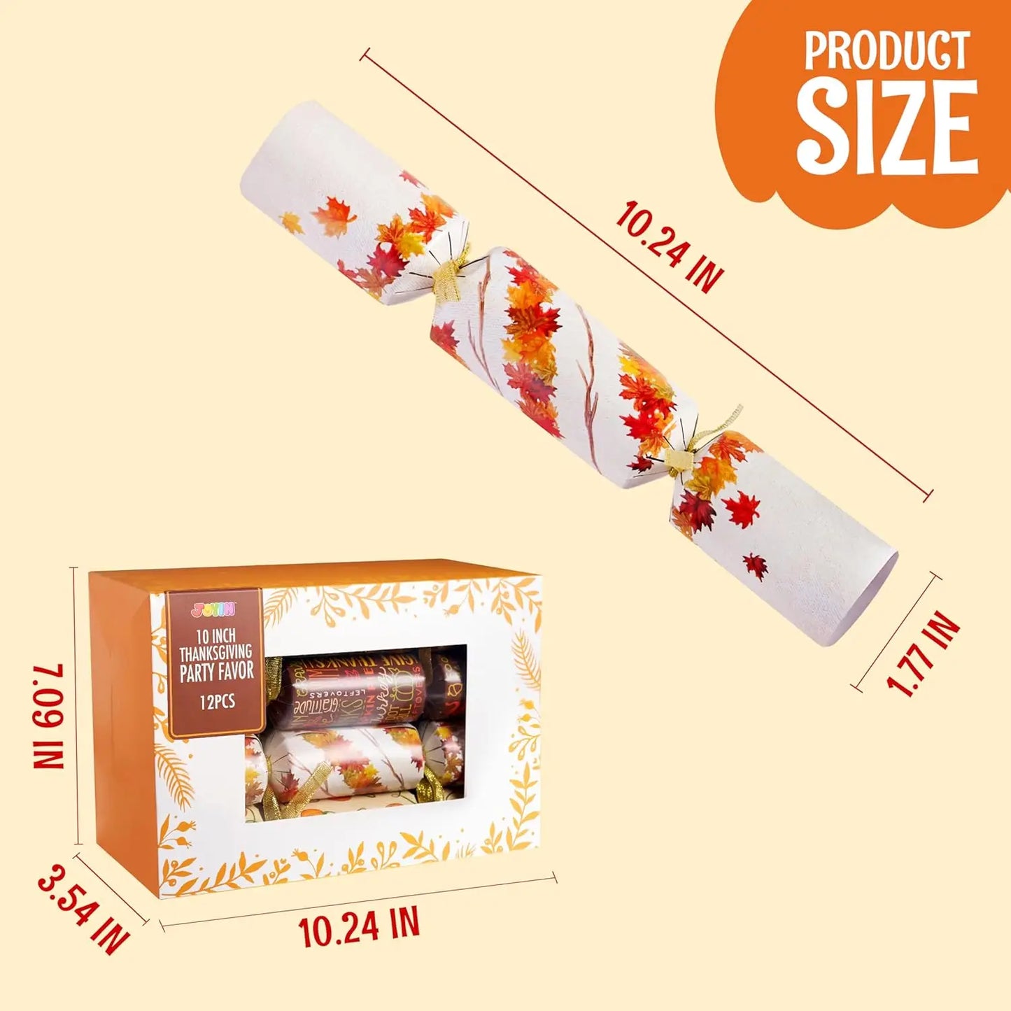 12 Pack Thanksgiving Party Favor, No Snap No Popping with Party Hat, Joke & Gift Inside