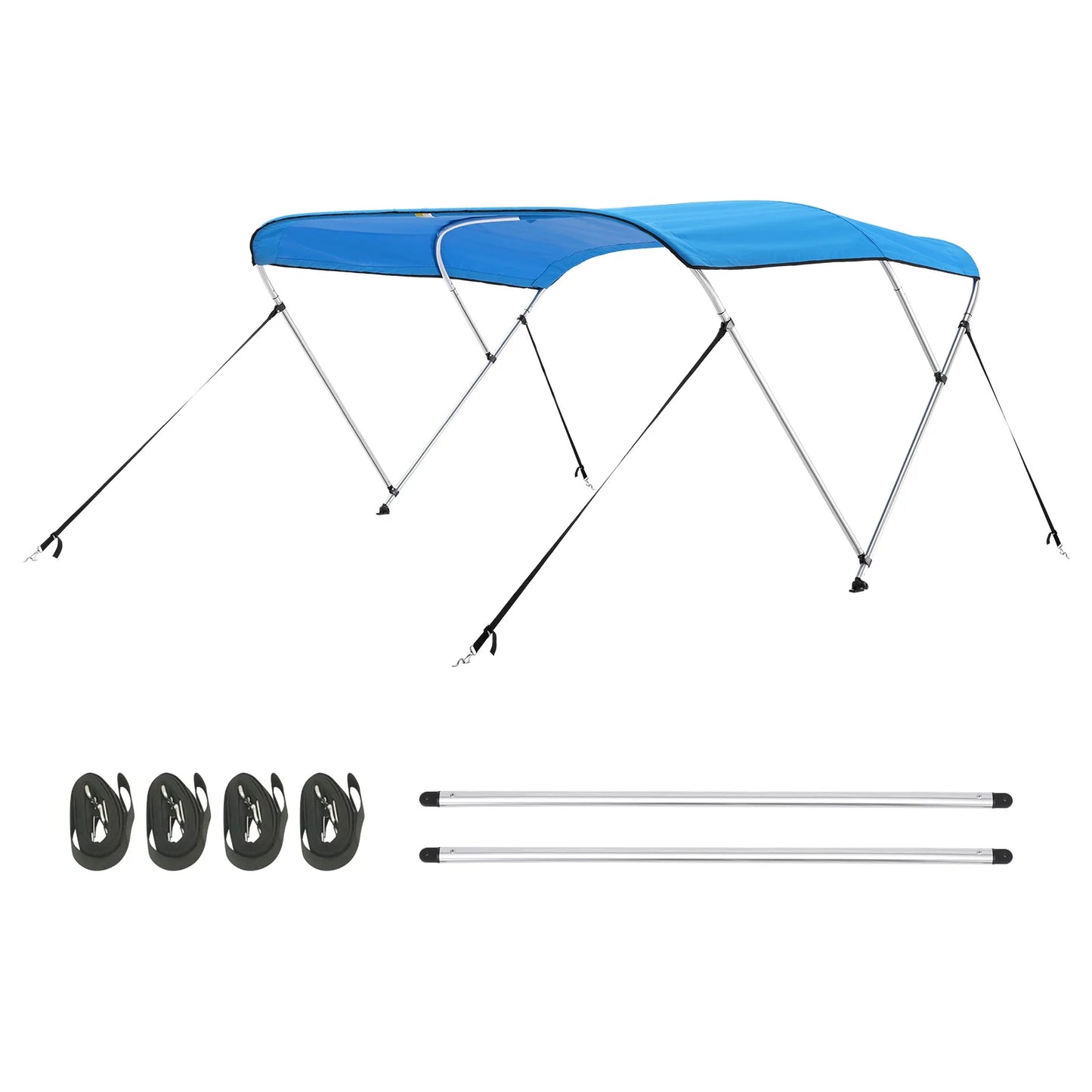 3 Bow Boat Bimini Tops, 600D Polyester Canopy with Aluminum Alloy Frame, Waterproof & Sun Shade Awning Canopy Fit for Boat