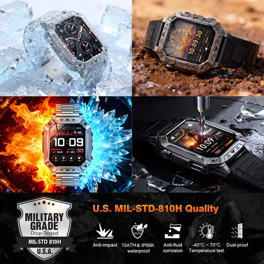 2026 New 1400mAh Battery Smart Watch, Waterproof Call 2.01" AMOLED HD 100+Sports Heart rate Flashlight Smart Watch
