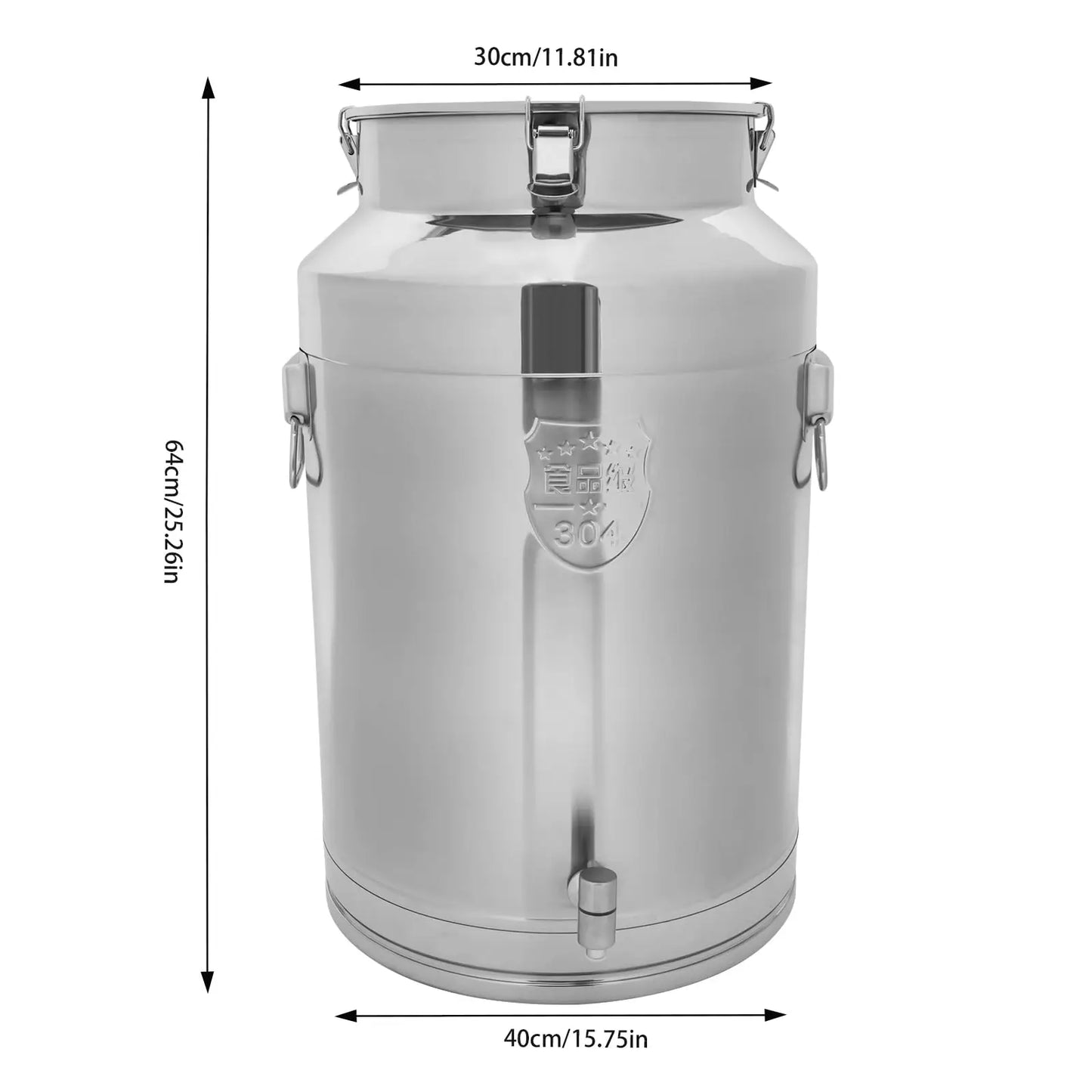 76L/20Gal fluid storage Can with Spigot - 304 Stainless Steel Dispenser, Container for Liquid & Dry Goods, Wine
