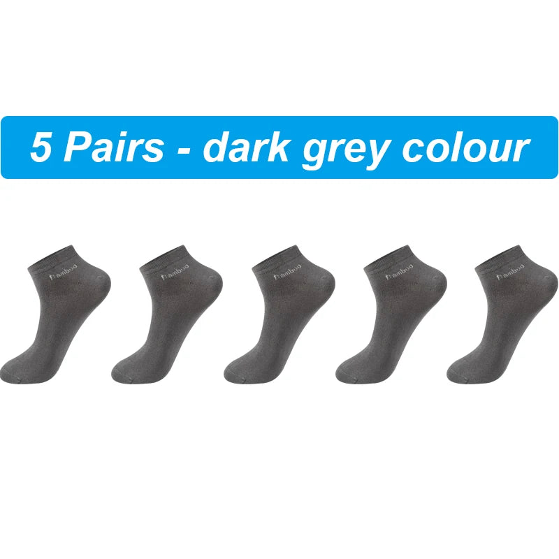 5 Pairs High Quality Men Bamboo Fiber Socks, Short Summer Breathable. Anti-Bacterial Ankle Socks size 6 to 12