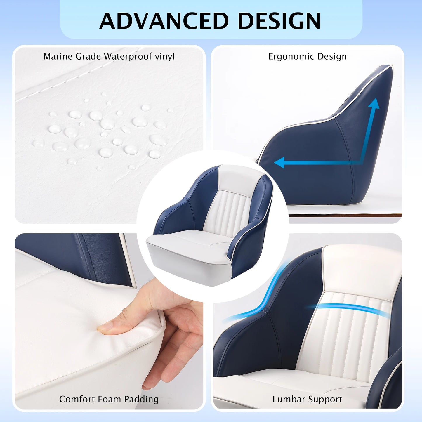 Captain Bucket Seat,  Boat Seat with Thickened Sponge Padding
