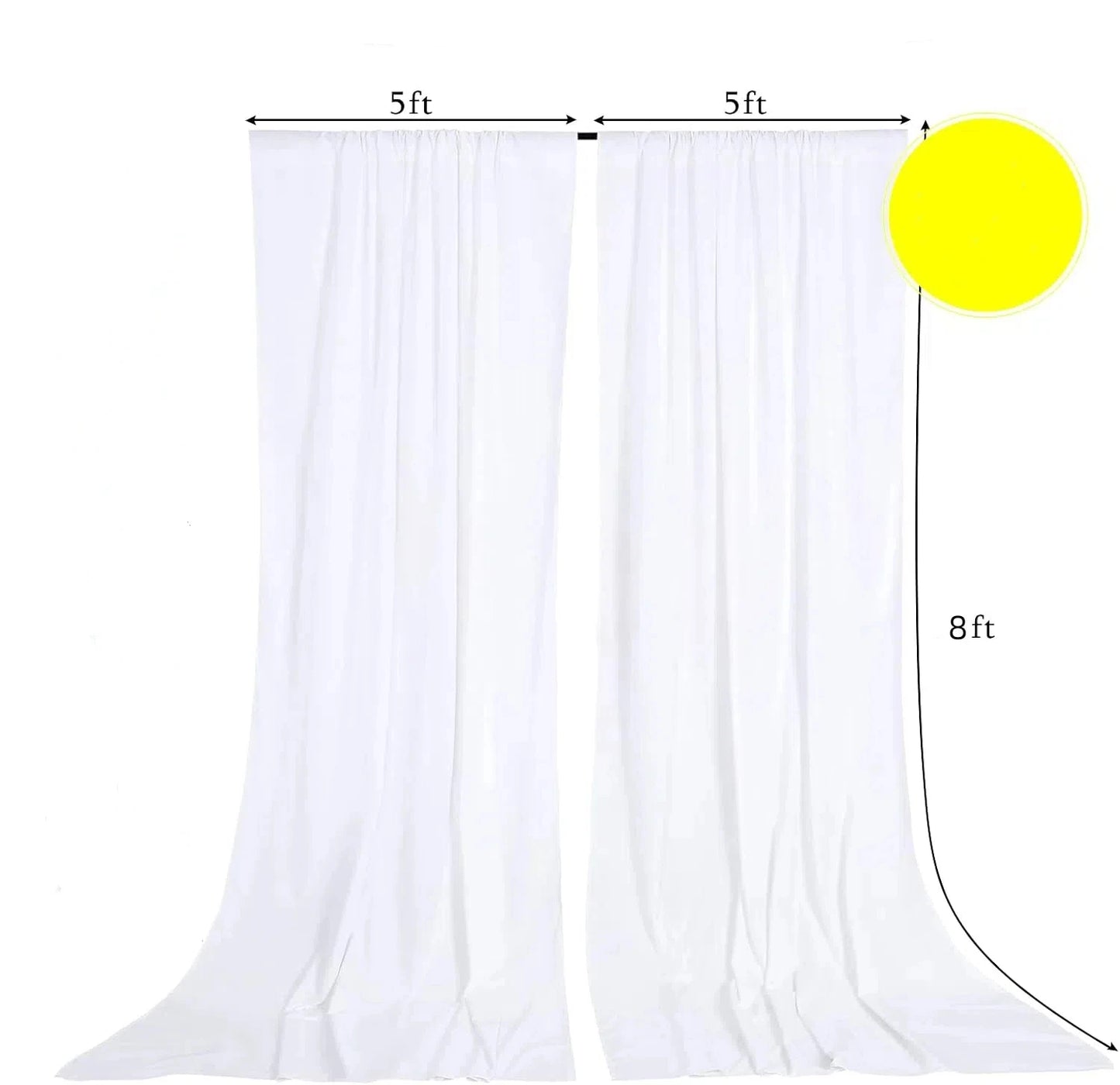 6 Panels 5ft x 8ft White Backdrop Curtain for Wedding Decor, Holiday Party -