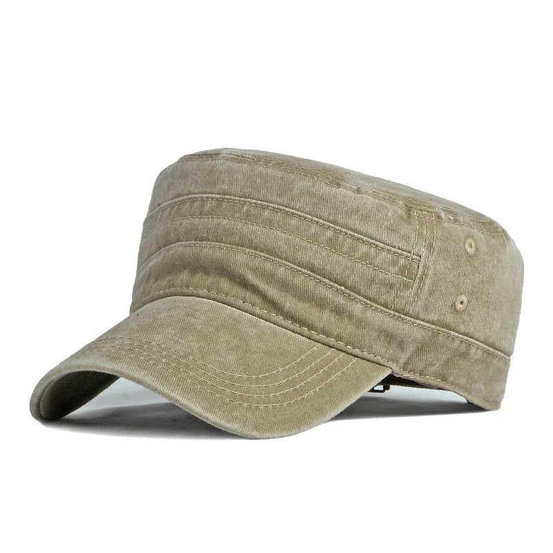 Spring Summer Short Brim Army Hat Men Women Outdoor Retro Washed Cotton Big Head Sunshade Flat Caps Military Cap Fishing Hats