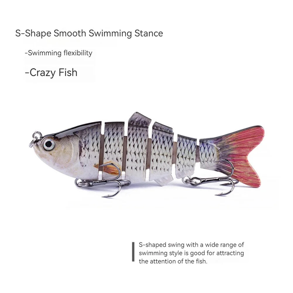 Robotic Fishing Lure with Treble Hooks Lifelike Slow Sinking Fish Bait Bionic Swimming