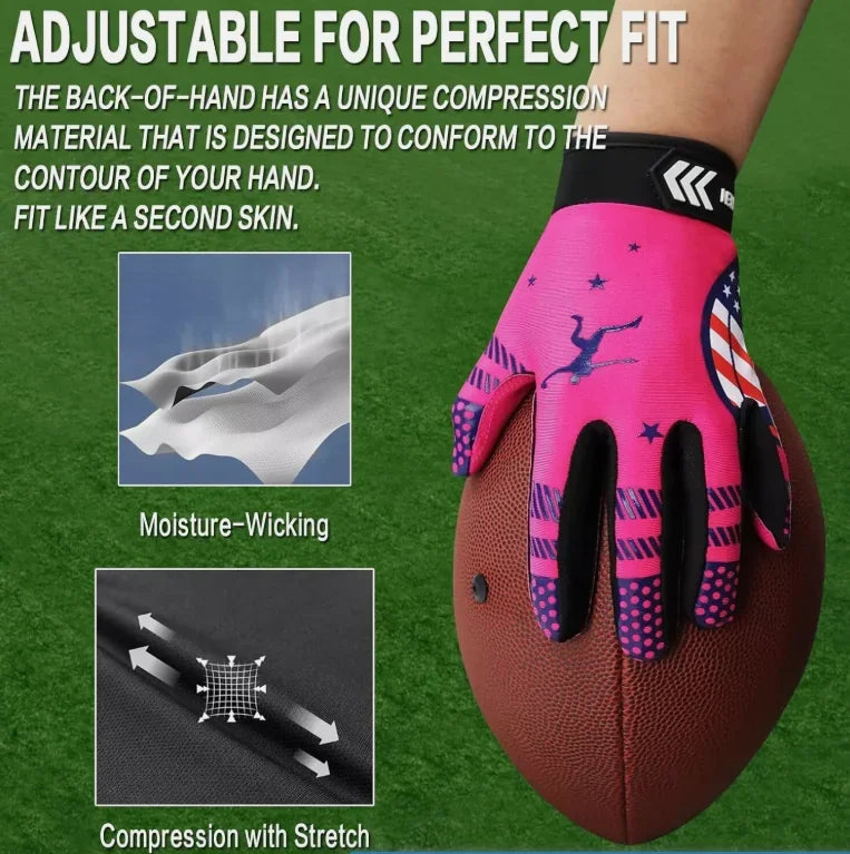 Football Receiver Gloves Youth Receiving Gloves Durable Breathable Flexible for Kids Boys Girls