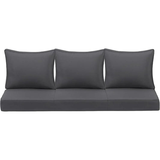 Outdoor Deep Seating Cushion Set, 24" x 24", Waterproof & Fade Resistant Patio Furniture Cushions (3, Grey)