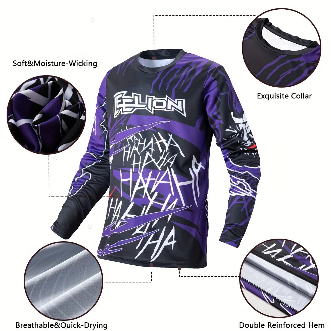 Motorcycle Jersey Wicking Long Sleeved Sweat Absorbing  Cycling Shirt For Biking Riding Sports