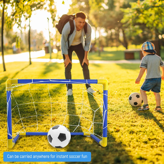 Foldable Kids Foot ball Goal Training Practice, Goal Post with Net, Ball and Pump Outdoor Game Set