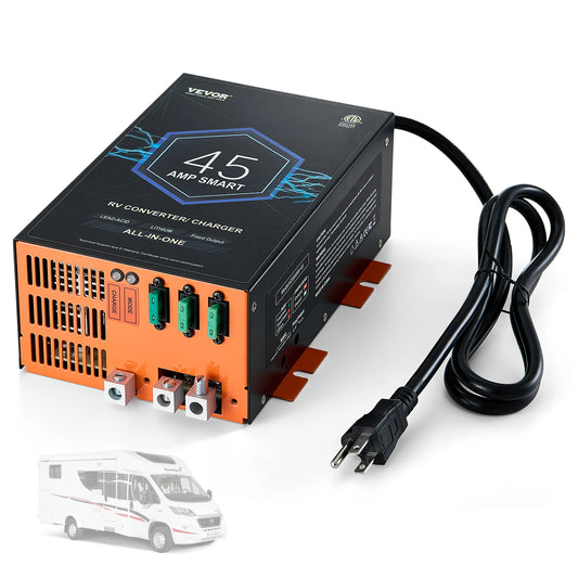 RV Converter 45/55/80Amp 110V AC to 12VDC Battery Charger 4Stage Smart Charging 13V to 16.5V Adjustable Operating Range