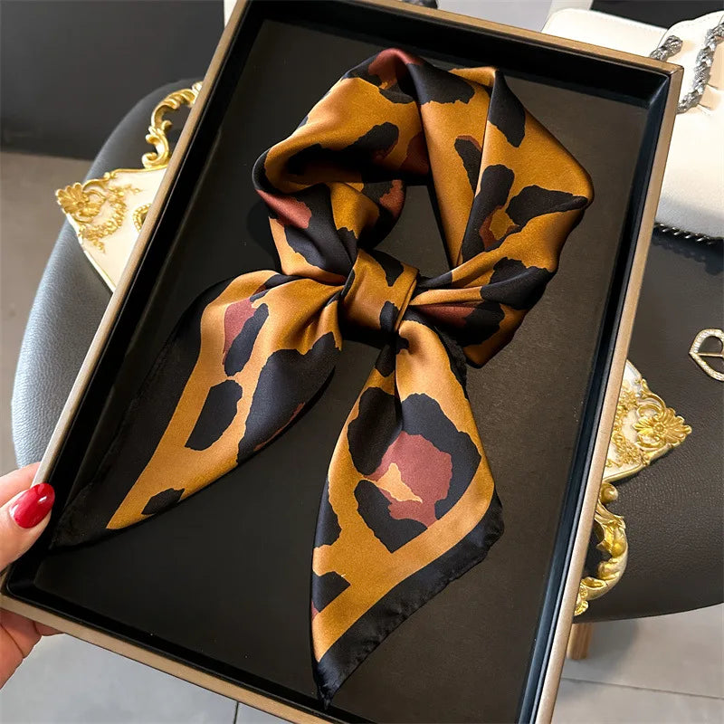 Women's Soft Satin Hair Scarves, Fashion Square Printed, 27" x 27" Designer Scarf Headband. 20 Colors
