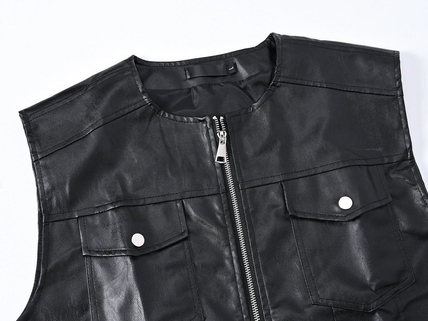 Men's Fashion Leather Biker Vest Sleeveless Jacket