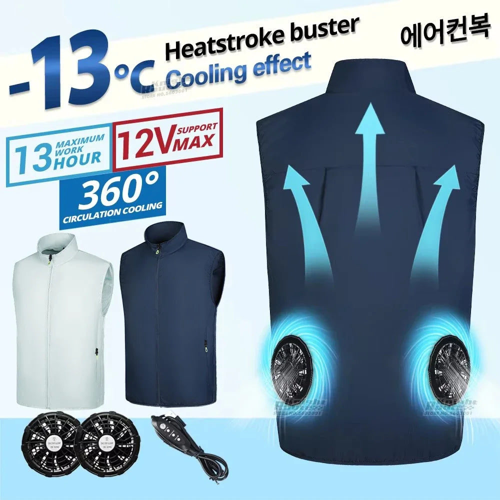 Cool Vest Wearable Cooling Fan Vest. Cooling 13 Hours for High Temperature Work, Fishing, Hiking