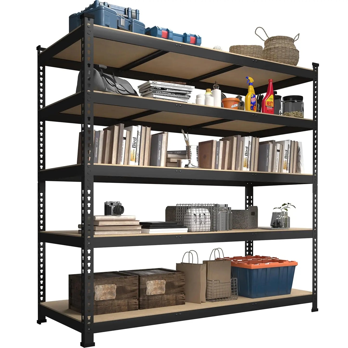 48" W Metal Garage Shelving 5-Tier Adjustable Heavy Duty Storage Unit for Warehouse Pantry Closet Kitchen, Customized